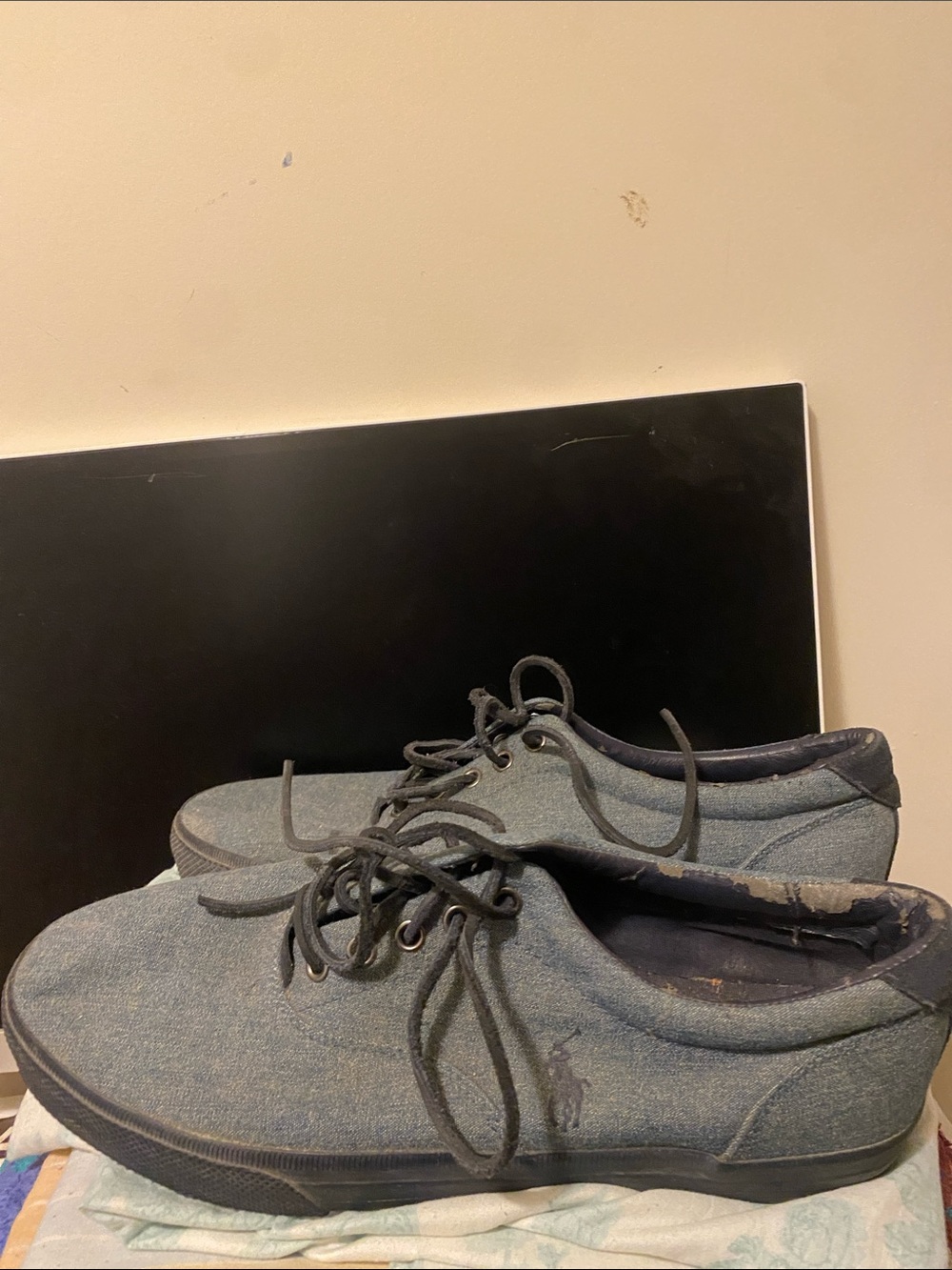 Polo by Ralph Lauren Gray-Blue Canvas Low-Top Sneakers